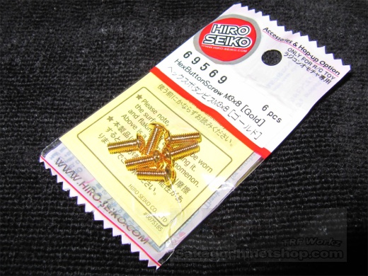 Hiro Seiko Steelscrew Gold M3 Button-Head 3x8mm (6 pcs.)