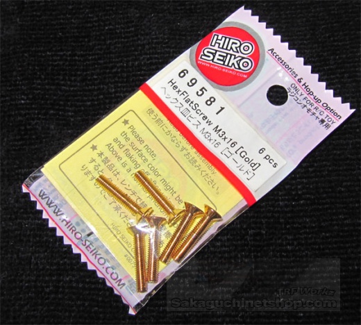 Hiro Seiko Steelscrew Gold M3 Countersunk-Head 3x16mm (6 pcs.)