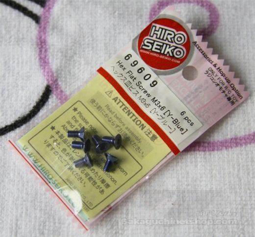 Hiro Seiko Steelscrew Yokomo Blue M3 Countersunk-Head 3x6mm (6 p