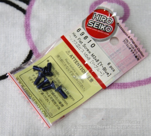 Hiro Seiko Steelscrew Yokomo Blue M3 Countersunk-Head 3x8mm (6 p