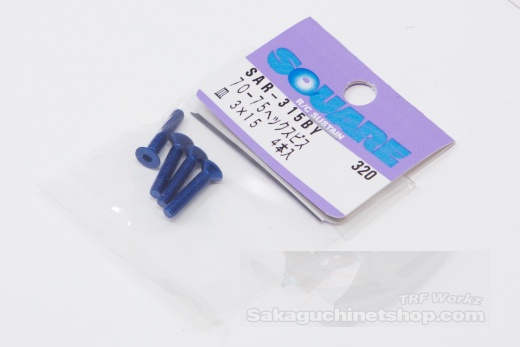Square Aluscrew Yokomo Blue Countersunk-Head M3x15mm