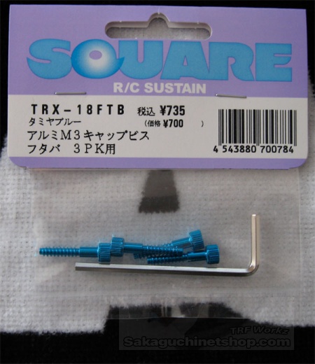 Square Aluscrews Blue M3 for Futaba T3-PK