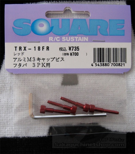 Square Aluscrews Red M3 for Futaba T3-PK