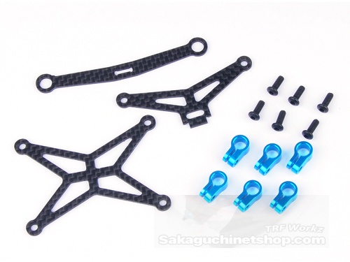 Spec-R Tamiya MF-01X Carbon and Alu. Holder for Body Mount - Blue