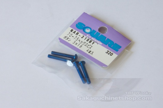 Square Aluscrew Yokomo Blue Button-Head M3x18mm