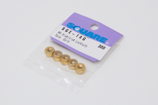 Square SGE-04G 4mm Alumuttern Gold