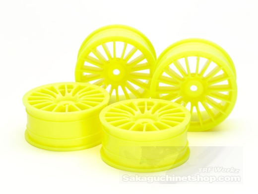 Tamiya 54852 24mm Medium-Narrow 18+Spoke Wheels Fluorescent Yellow (0mm Offset - 4 pcs)
