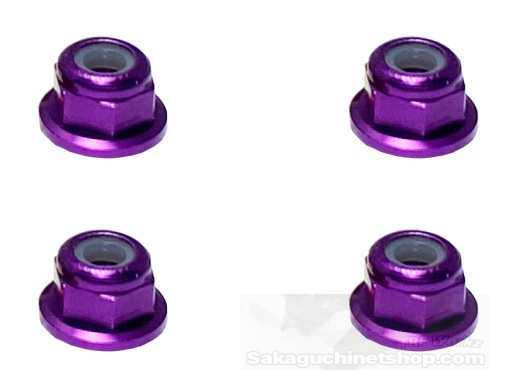 Square SGX-03FP Aluminum M3 Flanged Nuts Purple (4 Pcs.)