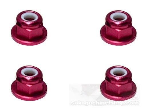 Square SGX-03FR Aluminum M3 Flanged Nuts Red (4 Pcs.)