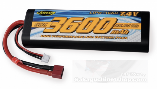 Carson 500608231 2S 7.4V 3600mAh Lipo Battery Stick (Tamiya Eurocup)