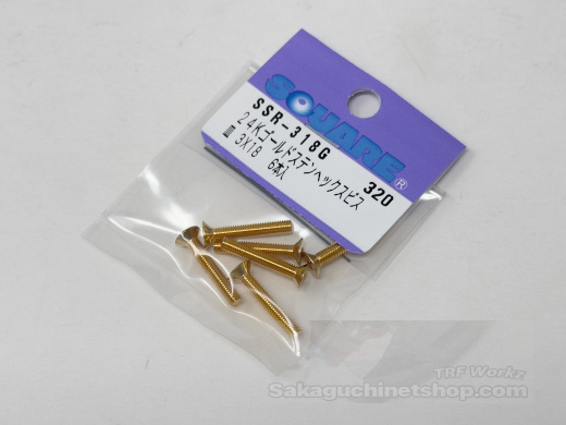 Square Steelscrew Gold M3 Countersunk-Head 3x18mm (6 pcs.)
