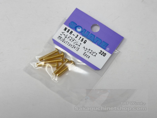 Square Steelscrew Gold M3 Button-Head 3x15mm (6 pcs.)