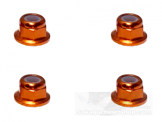 Square SGX-03FOR 3mm Alumuttern mit Flansch Orange (4 St.)