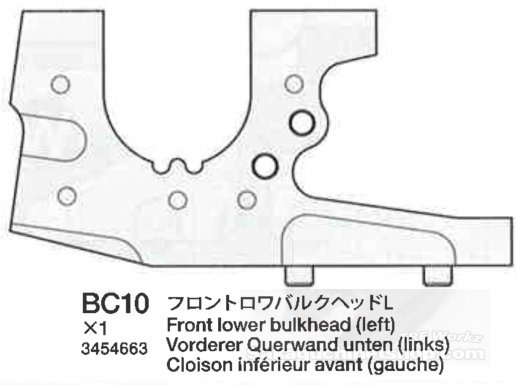 Tamiya 13454663 TRF511 Bulkhead Vorne Unten Links (BC10)