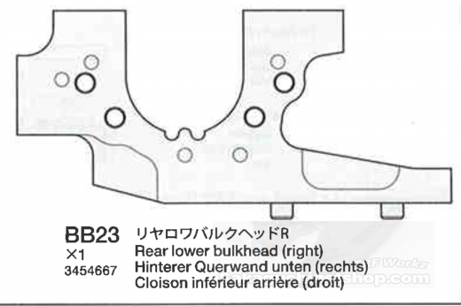 Tamiya 13454667 TRF511 Bulkhead Hinten Unten Rechts (BB23)