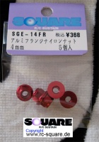 Square SGE-04FR Aluminum Wheelnuts Red (5Pcs)