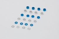 Square SGE Aluspacerset 3x5.5mm (24 pieces) Tamiya Blue / Silver