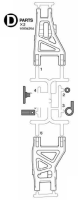 Tamiya 10004254 DT-03/02/DF-03 D-Parts Lower Suspension Arms