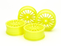 Tamiya 54852 24mm Medium-Narrow 18+Spoke Wheels Fluorescent Yellow (0mm Offset - 4 pcs)